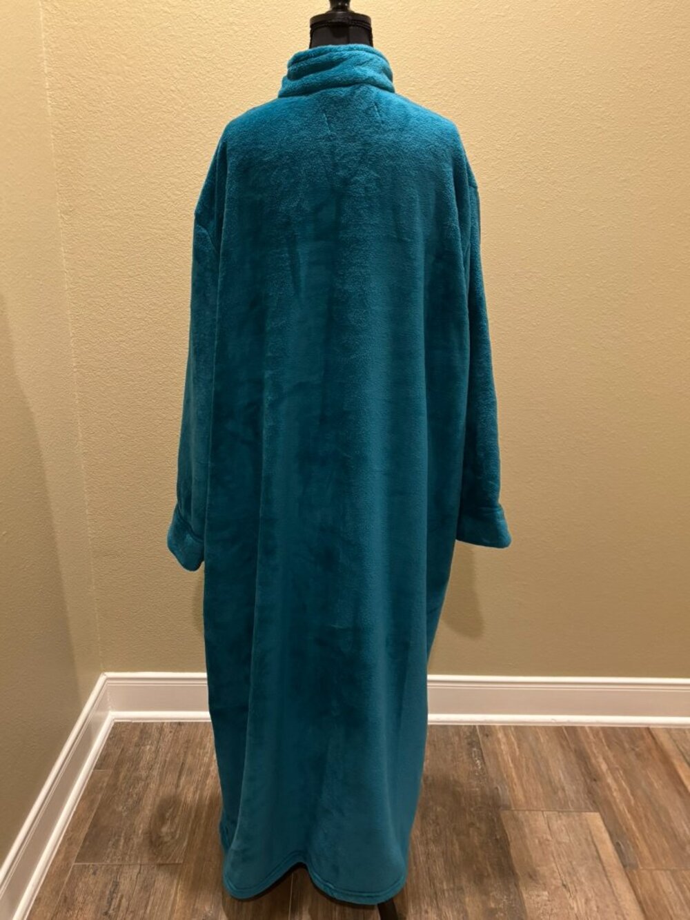 NWT Alexander Del Rossa Plush Zip Front Robe Housecoat Teal Green 2X Plus - Picture 7 of 12